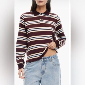 Lioness Long Sleeve Leisure Striped Polo Size S NWT